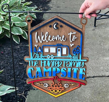 Load image into Gallery viewer, Camping Welcome to our Campsite personalized wooden sign