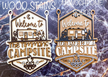 Load image into Gallery viewer, Camping Welcome to our Campsite personalized wooden sign