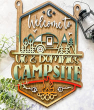 Load image into Gallery viewer, Camping Welcome to our Campsite personalized wooden sign