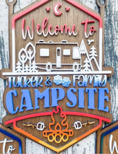 Load image into Gallery viewer, Camping Welcome to our Campsite personalized wooden sign