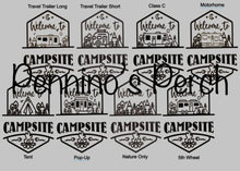 Load image into Gallery viewer, Camping Welcome to our Campsite personalized wooden sign