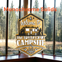 Load image into Gallery viewer, Camping Welcome to our Campsite personalized wooden sign