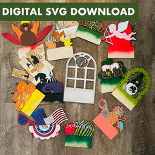 Load image into Gallery viewer, Digital SVG Download Interchangeable Monogram Windows WITH 23 INSERTS