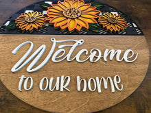 Load image into Gallery viewer, Welcome to our Home Sunflower Door Sign