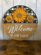 Load image into Gallery viewer, Welcome to our Home Sunflower Door Sign