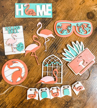 Load image into Gallery viewer, Tiered Tray Bird of Paradise Flamingo Decor