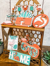Load image into Gallery viewer, Tiered Tray Bird of Paradise Flamingo Decor