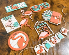 Load image into Gallery viewer, Tiered Tray Bird of Paradise Flamingo Decor