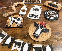 Load image into Gallery viewer, Tiered Tray Cow Crazed Decor