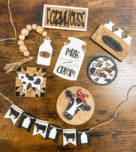 Load image into Gallery viewer, Tiered Tray Cow Crazed Decor