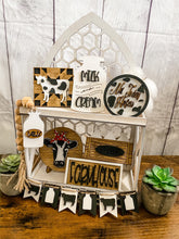 Load image into Gallery viewer, Tiered Tray Cow Crazed Decor