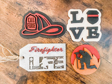 Load image into Gallery viewer, Tiered Tray Firefighter Decor