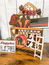 Load image into Gallery viewer, Tiered Tray Firefighter Decor
