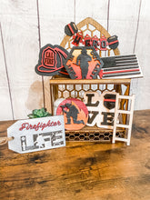 Load image into Gallery viewer, Tiered Tray Firefighter Decor