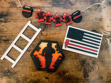 Load image into Gallery viewer, Tiered Tray Firefighter Decor