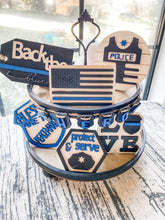 Load image into Gallery viewer, Tiered Tray Back the Blue Police Decor