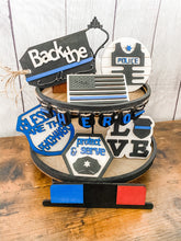 Load image into Gallery viewer, Tiered Tray Back the Blue Police Decor
