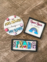 Load image into Gallery viewer, Tiered Tray Spring Rain Rain Go Away Decor