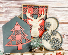 Load image into Gallery viewer, Buffalo Plaid Christmas Tier Tray Set