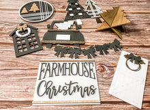 Load image into Gallery viewer, Monochrome Farmhouse Plaid Christmas Tier Tray Set