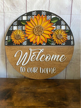 Load image into Gallery viewer, Sunflower Welcome to our Home Door Sign 14"-16"