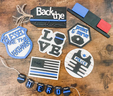Load image into Gallery viewer, Tier Tray Blue Line Police Decor