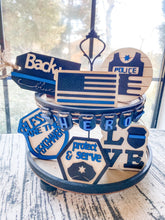 Load image into Gallery viewer, Tier Tray Blue Line Police Decor