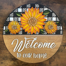 Load image into Gallery viewer, Sunflower Welcome to our Home Door Sign 14"-16"