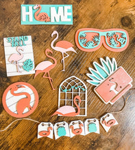 Load image into Gallery viewer, Tier Tray Summer Birds of Paradise Flamingo Decor