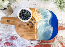 Load image into Gallery viewer, Charcuterie Rounded Paddle Handle Ocean Scene Charcuterie Serving Tray