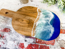 Load image into Gallery viewer, Charcuterie Rounded Paddle Handle Ocean Scene Charcuterie Serving Tray