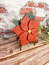 Load image into Gallery viewer, Gift Card Holder Poinsettia Christmas Flower with Leaf Pull