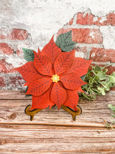 Load image into Gallery viewer, Gift Card Holder Poinsettia Christmas Flower with Leaf Pull