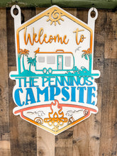 Load image into Gallery viewer, Welcome to our Beach Campsite Personalized Sign with Yard Stake