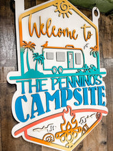 Load image into Gallery viewer, Welcome to our Beach Campsite Personalized Sign with Yard Stake