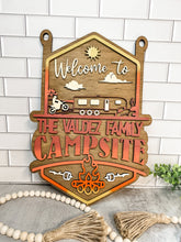 Load image into Gallery viewer, Welcome to our Desert Toy Hauler Dirtbike Campsite Personalized Sign with Yard Stake