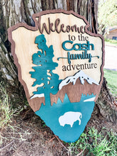 Load image into Gallery viewer, National Park Arrowhead Camping Campsite Family Sign with Hangers