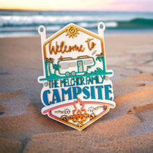 Load image into Gallery viewer, Welcome to our Beach Campsite Personalized Sign with Yard Stake