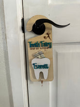Load image into Gallery viewer, Hand Made Custom Wood Tooth Fairy Door Hanger Personalized Boy Girl