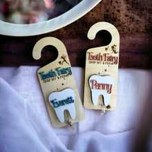 Load image into Gallery viewer, Hand Made Custom Wood Tooth Fairy Door Hanger Personalized Boy Girl
