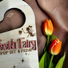 Load image into Gallery viewer, Hand Made Custom Wood Tooth Fairy Door Hanger Personalized Boy Girl