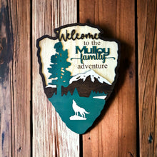Load image into Gallery viewer, National Park Arrowhead Camping Campsite Family Sign with Hangers