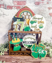 Load image into Gallery viewer, Tiered Tray St. Patty's Day Leprechaun Shenanigans Decor
