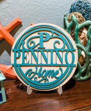Load image into Gallery viewer, Personalized 9” Round Home Signage with Stand