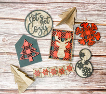 Load image into Gallery viewer, Tiered Tray Buffalo Plaid Christmas Decor