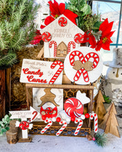 Load image into Gallery viewer, Tiered Tray Candy Cane Christmas Decor