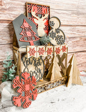 Load image into Gallery viewer, Tiered Tray Buffalo Plaid Christmas Decor