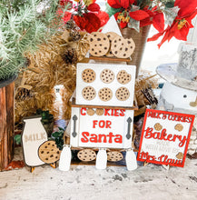 Load image into Gallery viewer, Tiered Tray Santa's Christmas Cookies and Milk Decor