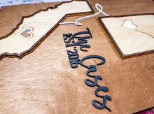 Load image into Gallery viewer, Hand Made Custom Wood Connected by Love State to State Gift