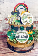 Load image into Gallery viewer, Tiered Tray St. Patty's Day Leprechaun Shenanigans Decor